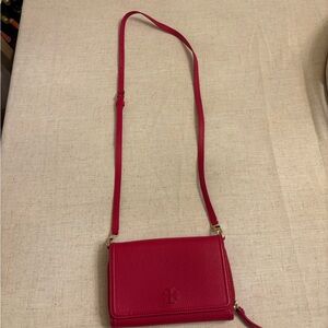 Tory Burch Red Leather Crossbody Bag with Gold Hardware
